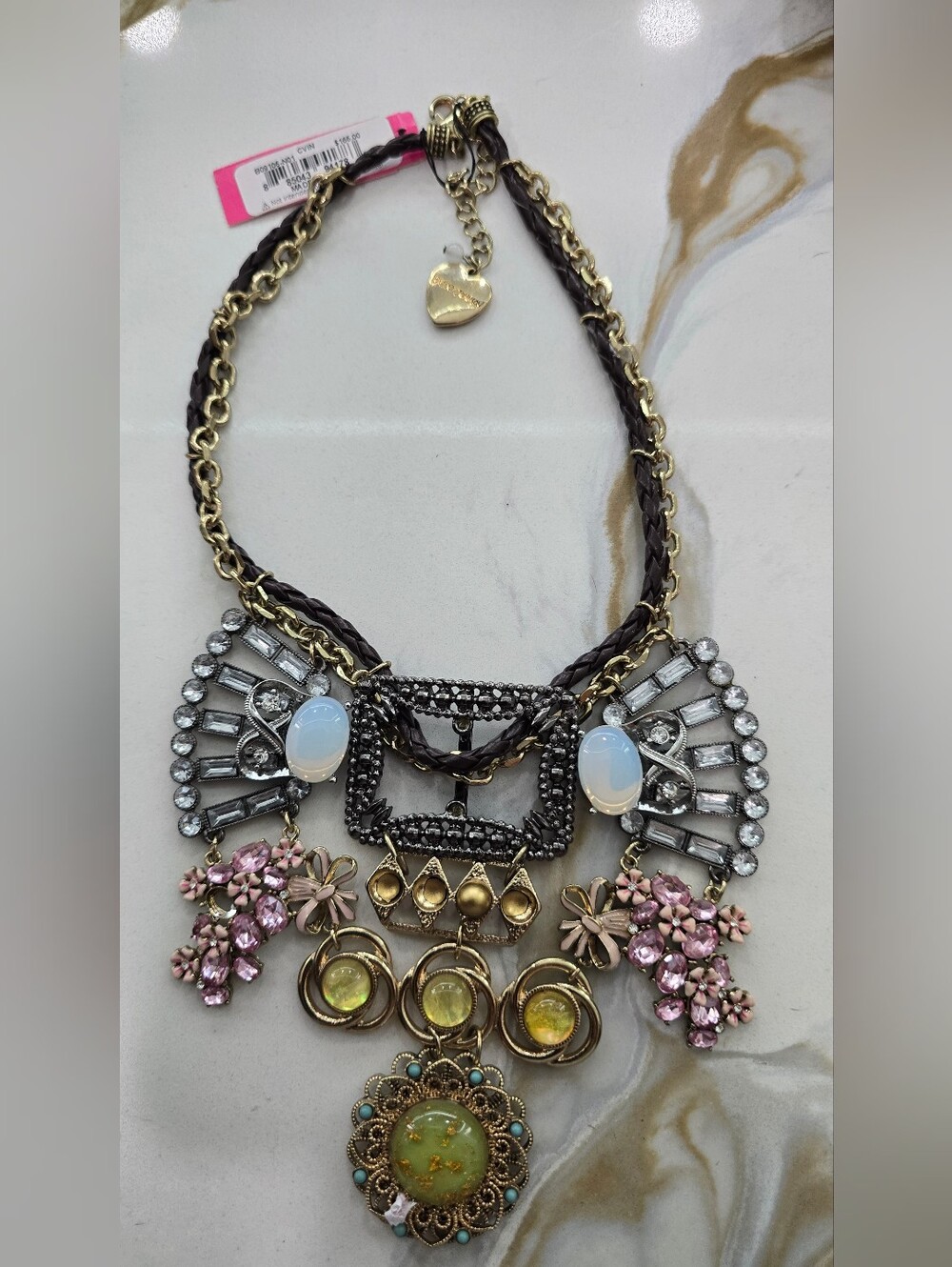 Statement Multi-Color Floral Pendant Necklace - Women Jewelry